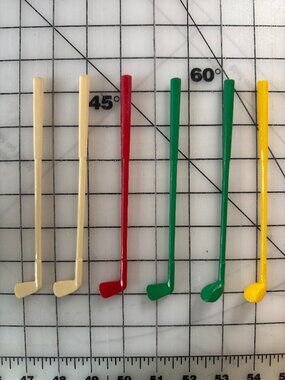 Vintage Golf Club Swizzle Sticks Set of 6 Barware Drink Stir Retro Plastic